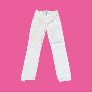 FRAME Denim White Le High Straight Leg Jeans Raw Hem Sz 26